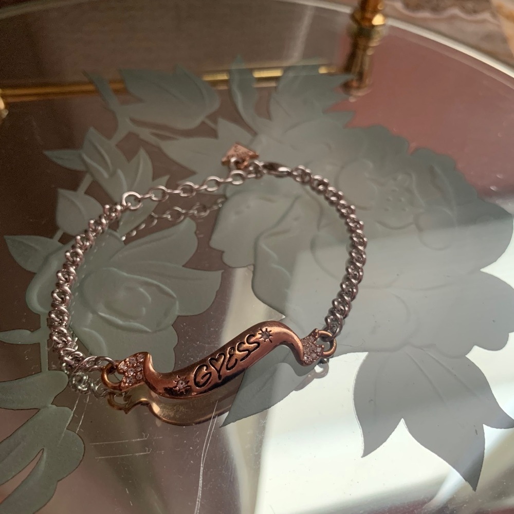 Silver and rose gold guess bracelet